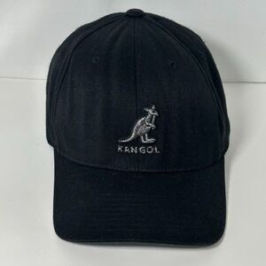 Kangol Baseball Hat Cap Unisex L/XL Wool Flexfit Stretch Black Embroidered‎ Logo